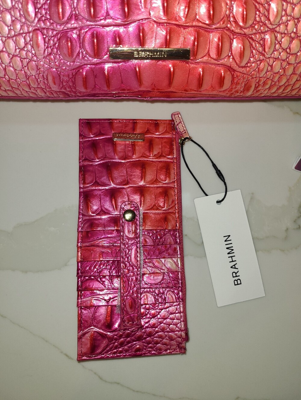 Brahmin Esme In Cupid Ombre Pristine & NWT matching Credit Card Wallet - Picture 4 of 13